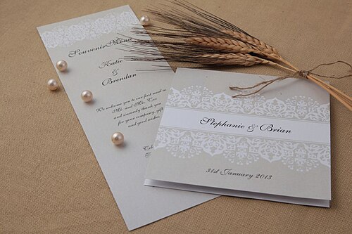Illustrative demo photo: DreamDay Invitations - Taupe Wedding Invitations.jpg